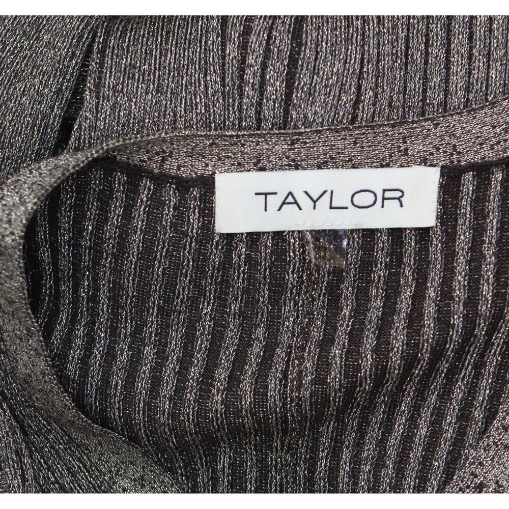 NWT Taylor Womens Petite Metallic Fit Flare Sweater Dress 6750P Brown / Gold PM - Picture 8 of 9